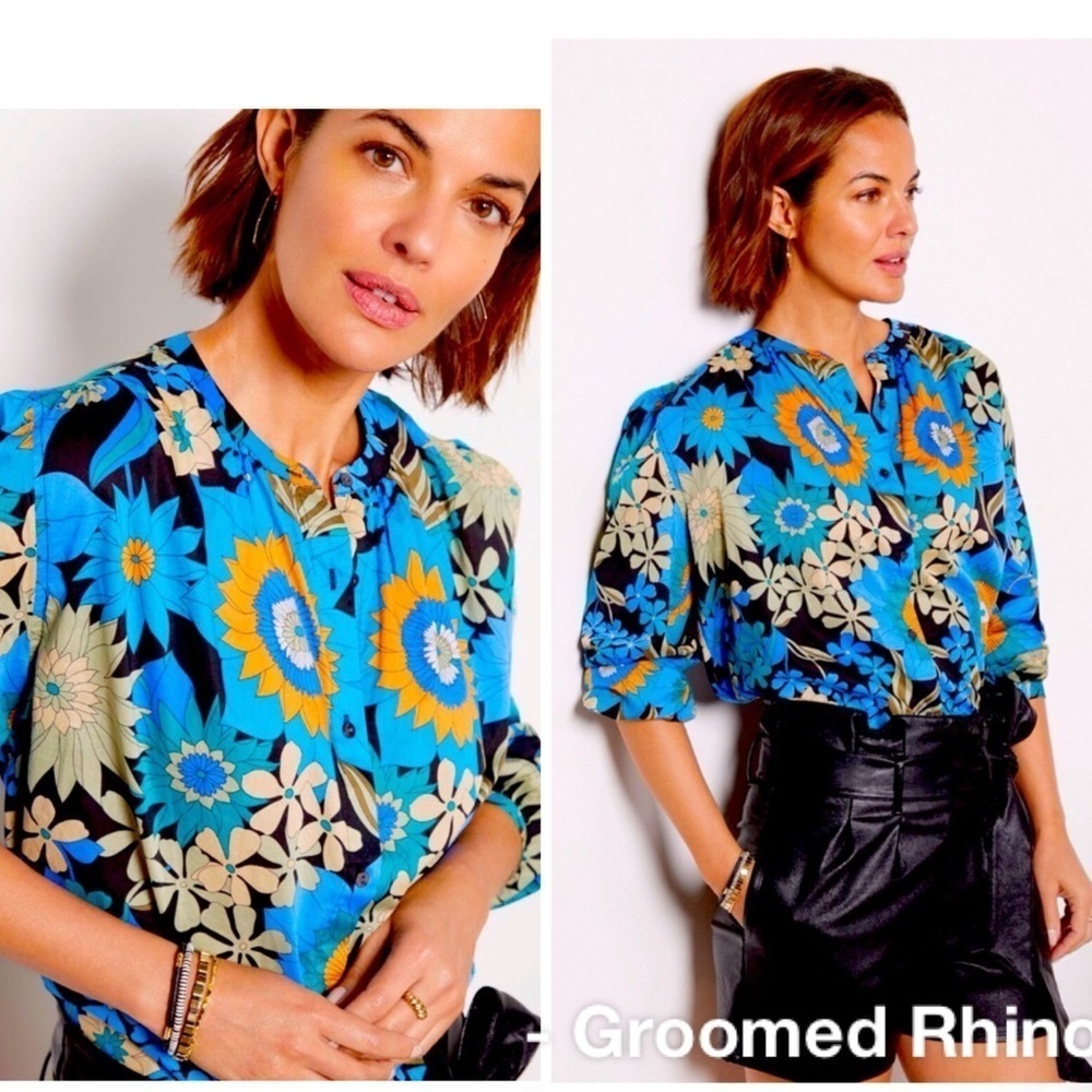 Rails Sonnet Azul Wildflower Button Up Blouse Size S